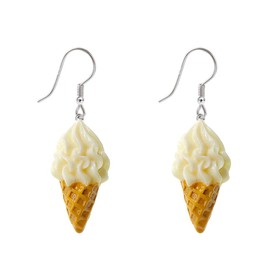 Ice Cream Cone Hook Hoop Earrings for Women Resin 3D Kawaii Food Cones Dangle Drop Earring Lovely Jewelry Gifts Christmas