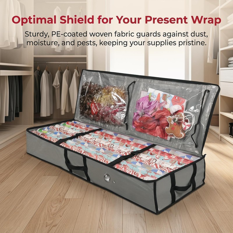 Wrapping Paper Storage Bag, Waterproof Dustproof Gift Wrap Organiser with