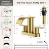 FORIOUS Brushed Gold Bathroom Sink Faucet, Waterfall 4 Inch Centerset