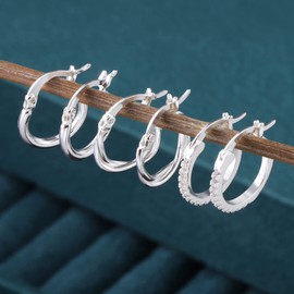 Gold Hoop Earrings Set, 9 Pairs of 14 Carat Real Gold-Plated Hoop Earrings, Gold, Small, for Women, Hypoallergenic, Cartilage Huggie Hoop Earrings with AAA+ Zirconia, Twist Heart Piercing Gold