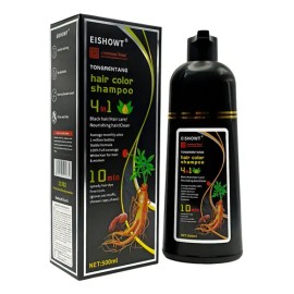 Shampoo Tinte 4 En 1 Eishowt 500 Ml Cubre Canas Negro 2 Pzas