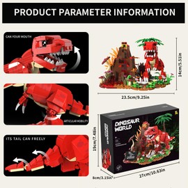 GregYoung Volcano Forest Dinosaur Building Blocks Set,Mini Tyrannosaurus Rex Toy Set,559 Pcs Creative Toys Gifts for Adults and Kids,Desktop Decoration