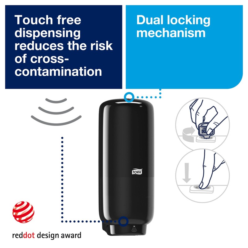 Tork Intuition Sensor Skincare Wall Mounted Dispenser Black S4, Touch-Free