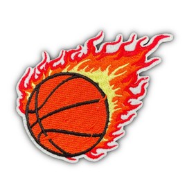 AAVEDGE Fire Basketball Iron On Patches for Clothes, Premium Embroidered Fabric Appliqué, Sports DIY Durable Iron On Patches for Clothing, Jeans, Backpacks, Jackets, Hats, Sportswear & Bags