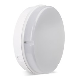 Bright Source Wall & Ceiling Round Utility LED Bulkhead, White, Switchable Wattage 9W 14W 18W, IP65, 120° Beam Angle, Switchable 3CCT Colour Temperature 3000K 4000K 6000K
