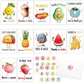 50Pcs Funny Thank You Cards With Envelopes & Stickers Employee Appreciation Cards Blank Inside Staff Cute Pun Card for Teachers Appreciation Kids Coworkers Business Assorted Greeting Card 6x4In