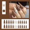 JUSTOTRY 24 Pcs Brown and Beige Press on Nails Stiletto