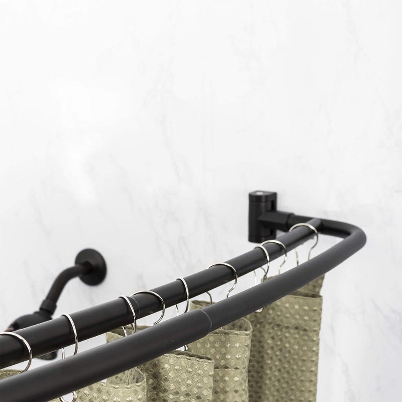 JS Jackson Supplies Double Curved Shower Rod, Metal Construction, Adjustable