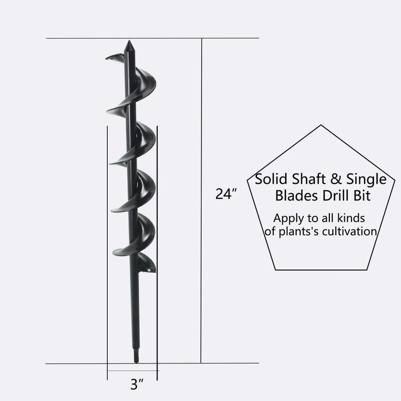 3in Wide 24in Long Metal Earth Auger Drill Bit, Steel