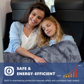 WODHMIEY Heated Car Blanket,Stored As A Pillow,Electric Warming Blanket,3 Temperature Settings,Timer,Machine Washable,12/24 V Electric Blanket with Storage Bag 59x43 in