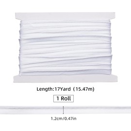 letsinstyle 17 Yards 1/2 Inch Sliver White Piping Trim, Bias Tape Lip Cord Trim, Polyester Satin Piping Cord, Edge Ribbon for Sewing Clothing Pillows, Home Decor Upholstery