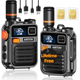 Airiton Walkie Talkies Fast Radio Unlimited Range Nationwide Long Distance Handheld 4G LTE POC Two Way Radio Rapid Push to Talk Over Cellular Radio Long Range Walkie Talkie (2 with SIM Card)