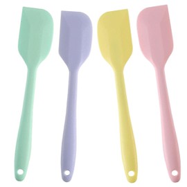 4 PCS,7.8Inch Silicone Spatulas Rubber Spatula Small Spatula Baking Mini Spatula Mixing Tool for Nonstick Cookware, Cooking Macaron colors(Purple Green Pink Yellow)