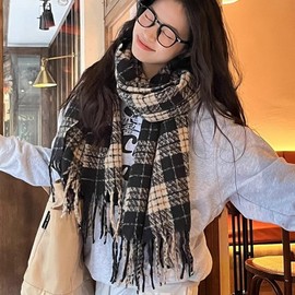 Luxury Korean-Style Cashmere-Like Winter Scarf - Christmas Edition One Size/Burgundy + 50*200 CM 2ea