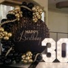 Laeacco 7.2x7.2ft Happy Birthday Round Backdrop - Black and Gold