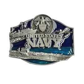 Western Belt Buckles for Men Cowboy Rodeo, American Military Warship US Navy Novelty Belt Buckle for Women