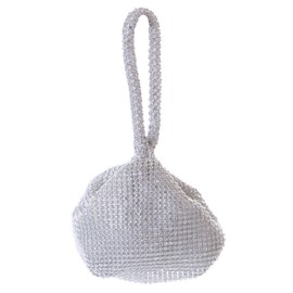 Kawaii-Story LB-8006-2 Silver Fabric Rhinestone Evening Bag Clutch Bag Women's Bag 16 x 14 x 7 cm, silver