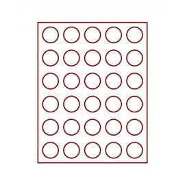 LINDNER Das Original Velourseinlage, dunkelrot, mit 30 runden Vertiefungen für Münzen mit Ø36 mm