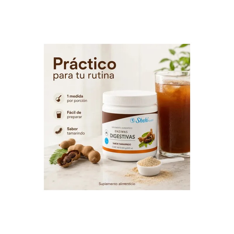 Enzimas Digestivas en Polvo Sheló Nabel, Suplemento Sabor Tamarindo para