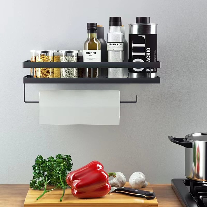Spice Rack Organizer Wall Mounted with Paper Towel Holder, Bathroom