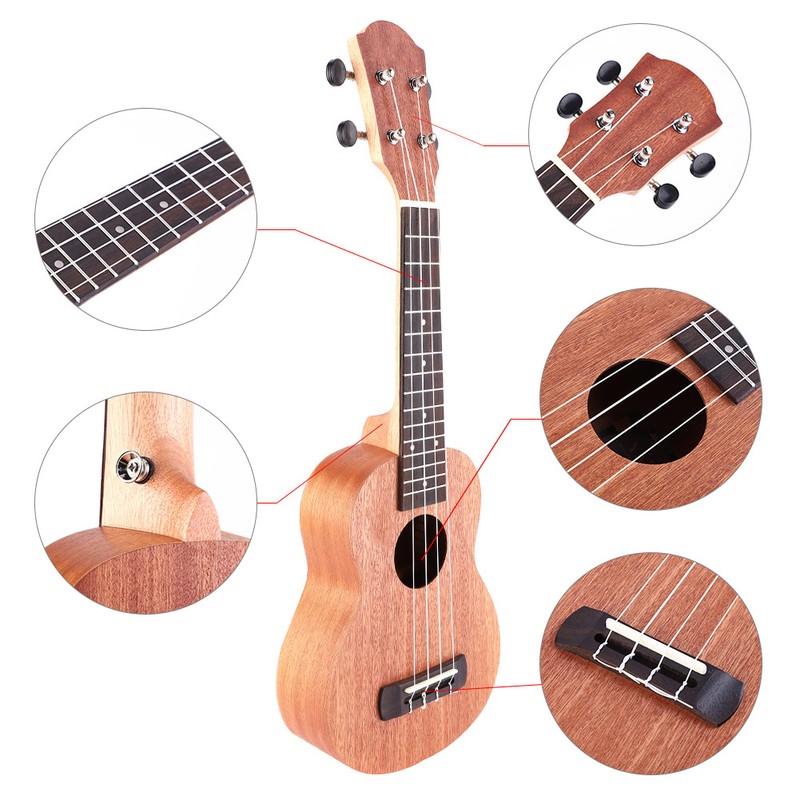 21" Ukulele Portable Classic Style Wood 4 Strings Hawaii Guitar