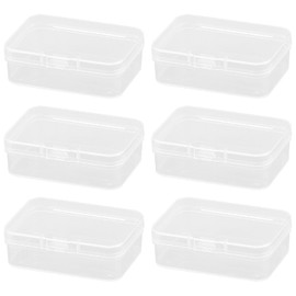 Rumyve 6Pcs Clear Plastic Storage Boxes with Lids - Mini Rectangular Containers for Beads, Business Cards, Pills, and Small Items(6.5 * 4.5 * 2 cm)