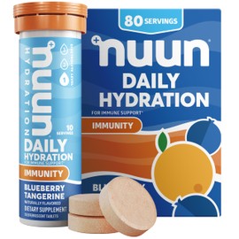Nuun Immunity Electrolyte Tablets with Vitamin D, C, E, & A, Ginger, Elderberry, Magnesium & 4 Other Essential Electrolytes, Vegan, Blueberry Tangerine, 8 Pack (80 Servings Total)
