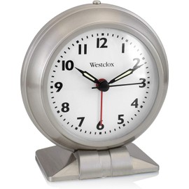 Westclox Classic Alarm Clock – Silver Finish, 4.75W x 5.5H Analog Display, Battery-Powered, Glass Lens, Easy-Read Numbers, Real-Bell Style Alarm, Vintage Look