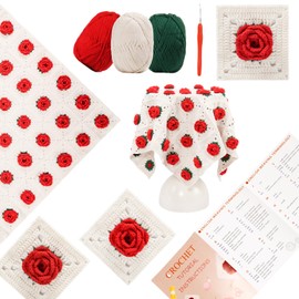 Aoyom Crochet Set for Crochet Blanket Crochet Kit for Beginners Included Instructions with Step-by-Step Video Tutorials and Paper Illustrations for Throw Blanket Tablecloth Throw Sofa Cover