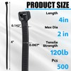 Reallnaive 500 Pcs 4 Inch Zip Ties Heavy Duty 120