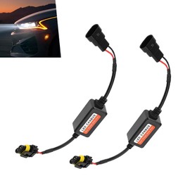lekiliky 2PCS Car LED Bulb Decoder, Vehicle 9006 HB4 9012 Bulb Lighting System Fault Decoder, Plug & Play Anti Flicker Wiring Harness Adapter for Radio Audio LED Filter, for Most Vehicles (Black)