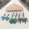 Bronze Ethnic Feather Monstera Maple Leaf Dream Catcher Earrings Set