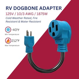 Connecticut Electric 50A to 15A RV Dogbone Adapter | NEMA 14-50R to NEMA 5-15P | Heavy Duty RV Adapter