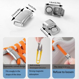6 pairs No Tie Shoelace Buckles, BOSOIRSOU Magnetic Tieless Lazy Shoelace Lock Shoe Lace Fastener for Adults