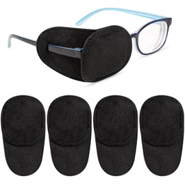 HECATY 4 Pack Eye Patches for Kids Girls Boys, Right & Left Eye Patch for Glasses, Lazy Eye Patch for Children Treating Lazy Eye Amblyopia Strabismus and After Surgery… (Blue) (Blue) (Black)