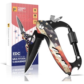 NoBrand Multitool Carabiner Knife Tools for Men, Style: USA Flag