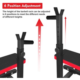 Zoogamo Adjustable Folding Fitness Weight Bench and Barbell Rack for Full Body Workout- Strength Training -Multi-Purpose