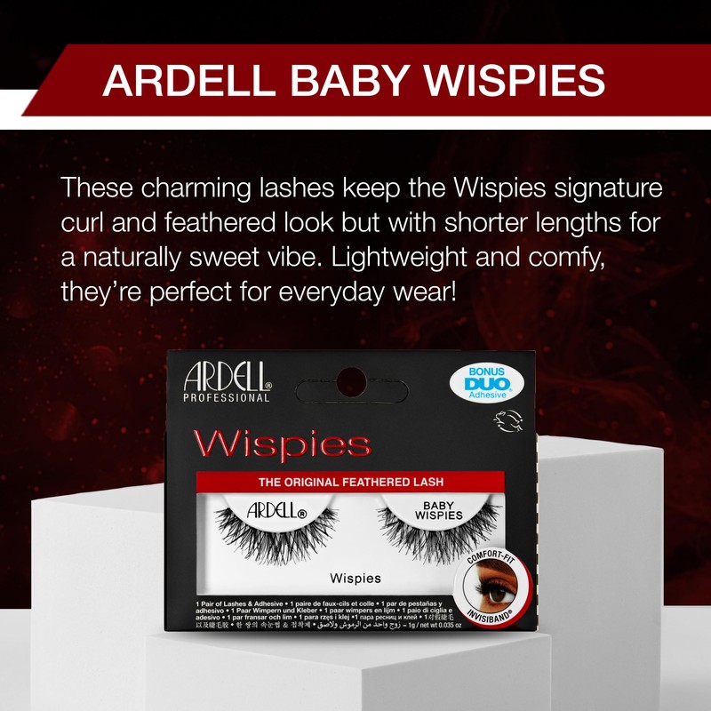 Ardell Baby Wispies False Eyelashes with Adhesive – Feathered Natural
