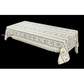 Tissus Toselli French Provencal Coated Cotton Tablecloth Moustiers Birds/Flowers Blue FR 59X79