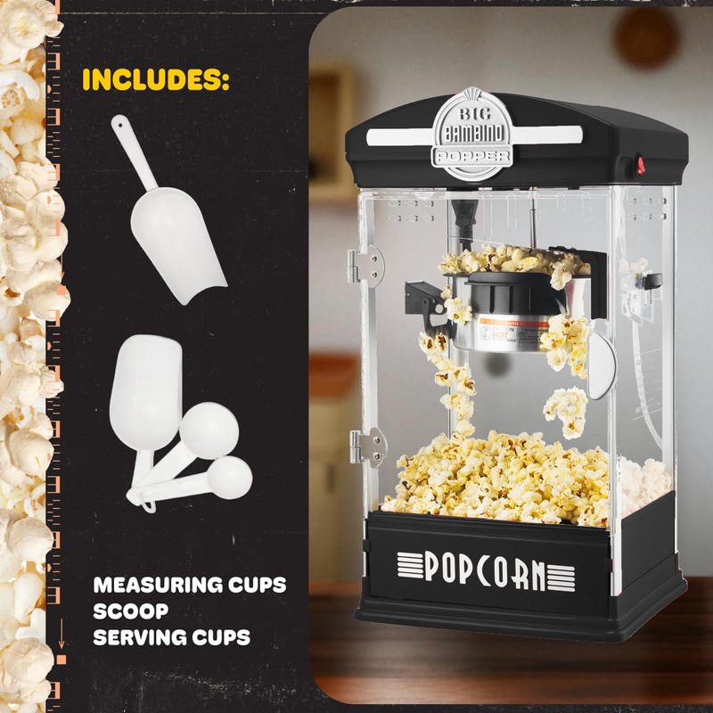 Popcorn Machine - Big Bambino Old-Fashioned Popper with 4-Ounce Kettle,