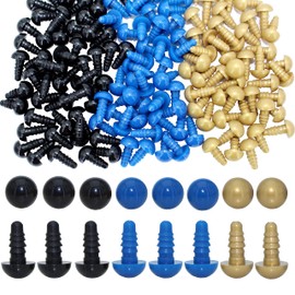 Bestartstore 600Pcs 10mm Black Blue Goldedn Colors Plastic Safety Eyes Craft Eyes and Washers for Amigurumi, Crafts, DIY Crochet Toy and Stuffed Animals Making