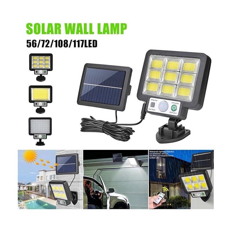 SQUADO JFJ Solar-Gartenleuchten für den Außenbereich, 117 LEDs, 3 Modi,