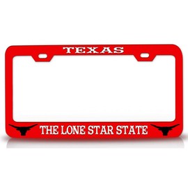 Custom Brother - Texas The Lone Star State Cowboy Horn Metal Car SUV Truck License Plate Frame Rd g56