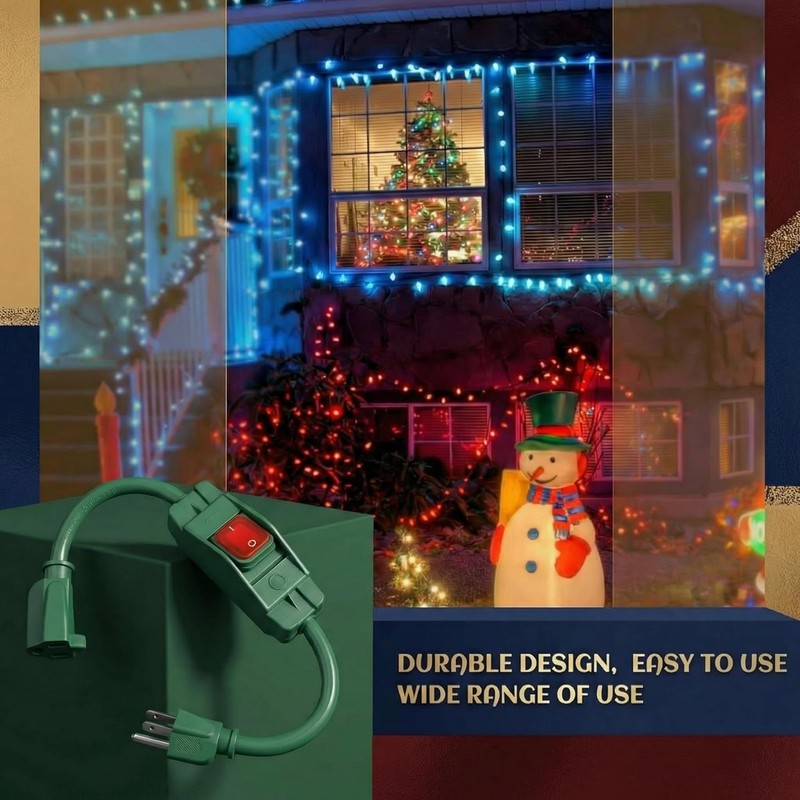 Weewooday 3 Prong Outdoor Extension Cord with Waterproof Switch 1875W