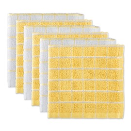 DII Basic Terry Collection 12 x 12-inch Window Pane Tea Towel Set, Yellow, 6-Piece