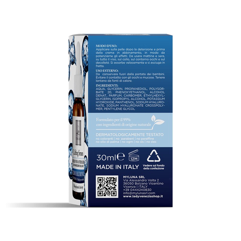 Gesichtsserum Anti-Falten Hyaluronsäure mit biologischen Inhaltsstoffen - 30 ml