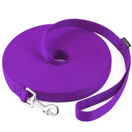 AmaGood Dog/Puppy Obedience Recall Training Long Dog Leash- 20 feet 30 feet 50 feet 15 feet Long Leash for Dogs Training,Recall,Play,Safety,Camping (Purple, 30 Foot (Pack of 1))