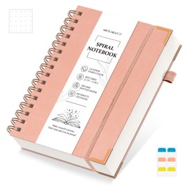 Spiral Dot Grid Journal Notebook with 320 Perforated Pages, A5 Thick Journals for Work, 5.7” x 8.3” 100gsm Paper, Hardcover Notebooks for Writing, School, Women, Men, Pink