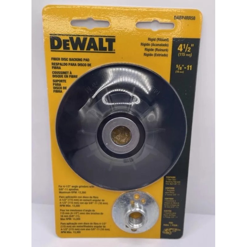 Dewalt Fiber Disc Backing Pad 4 1/2” For Angle Grinders