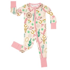 Little Sleepies Pajamas for Baby Boys & Girls, Viscose from Bamboo Baby Pajamas, Snug Sleeper, Toddler PJs, 2-Way Zipper, Pink Ready to Rodeo, Preemie